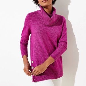 LOFT Side Button Cowl-neck Sweater